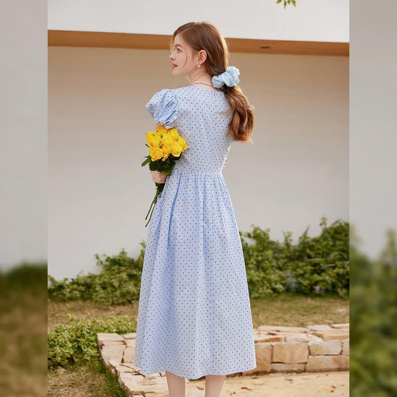 Bailuyu Women's Retro Puff Sleeve Long Dress
