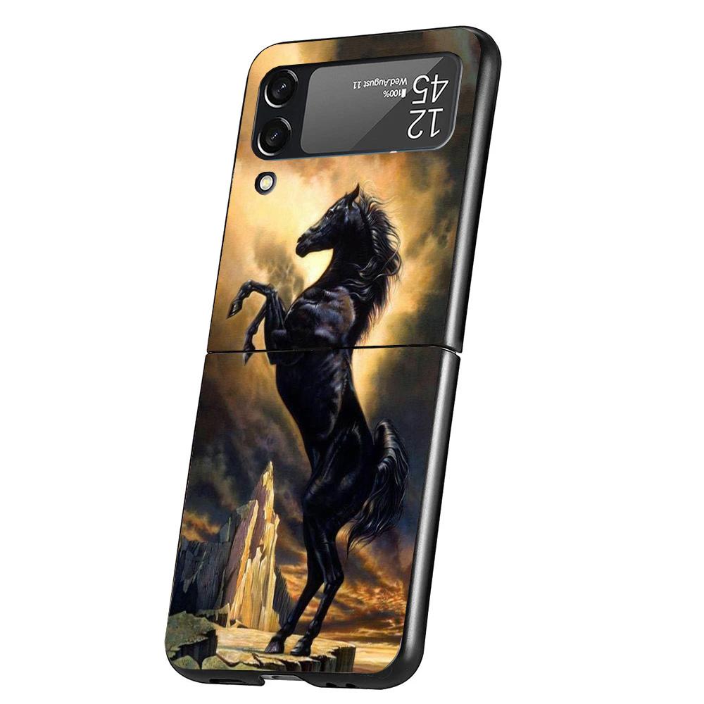 Horse Great Beauty Galloping Cover Phone Case For Samsung Galaxy Z Flip 7 6 5 4 3 5G Flip7 Flip6 Flip5 Flip4 Flip3 Black Fundas