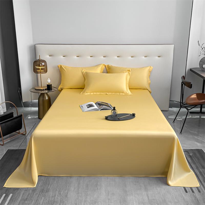 Popular 100% Cotton Sateen Bed Sheet Set - Solid Color, Long Staple Cotton, Single/Double Sizes, Three-Piece Collection