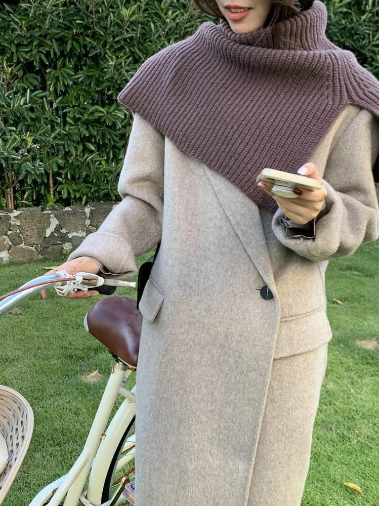 Gincci Ribbed Knit Scarf with High Neck and Detachable Trendy Detachable Cold Weather Stylish for Fall and Winter Women's Slit, Collar, Scarf, Snood,