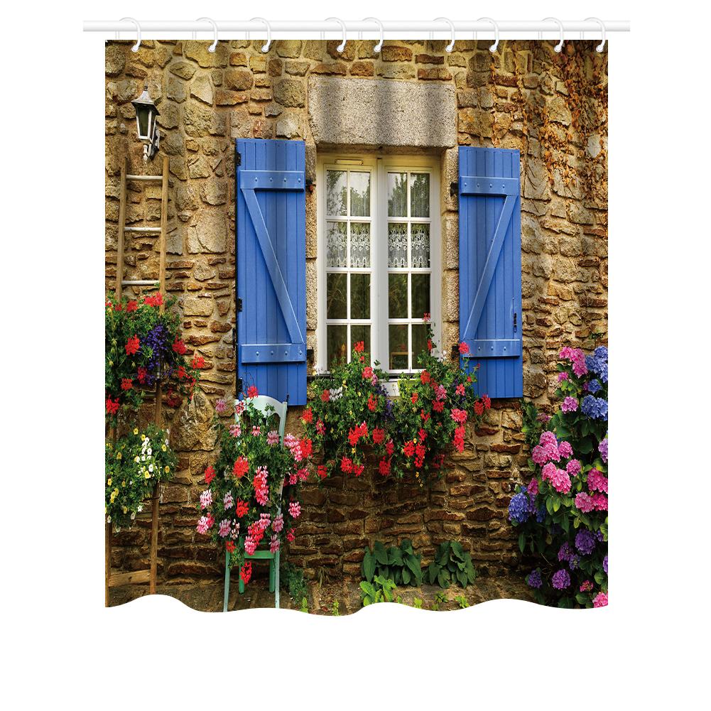 3D Printing Shower Curtain 180x180cm/180x200cm Window Scenery Green Plant Landscape Bathroom Curtains With Hooks Waterproof