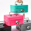 Steel Cash Box with Key Lock, Metal Small Money Organizer with Money Tray, Cash Storage Box with Lockable Cover