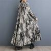 2025 Round Neck Long Sleeve Loose Skirt Women's Big Size Middle Aged Mom Dress