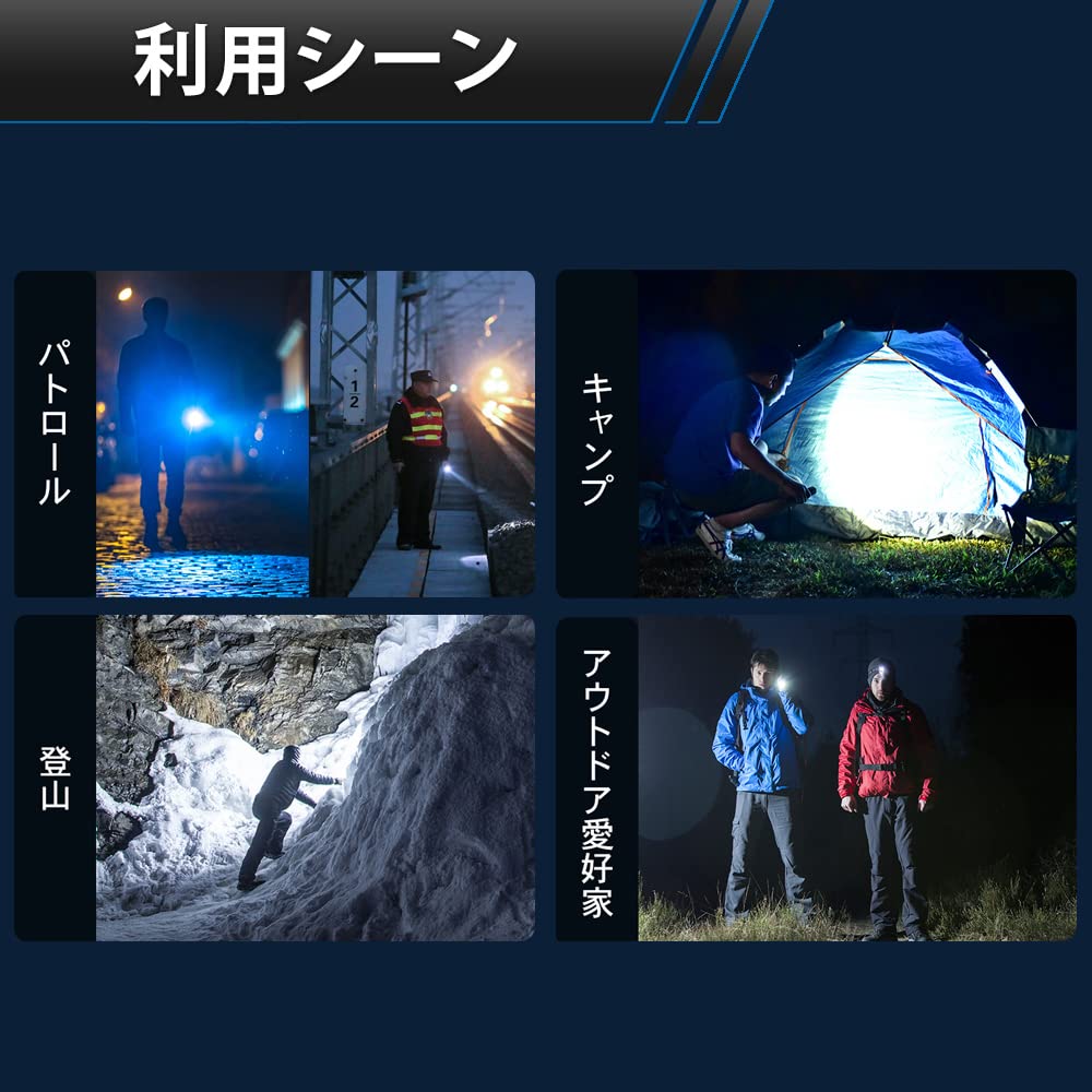 WUBEN C2 LED Portable and Portable Flashlight Ideal for Outdoor and Walking Flashlight, [2000 Lumens, Type-C, USB-A, Rechargeable, Compact, Clip-on,