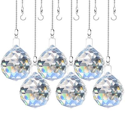 MerryNine Suncatcher Crystal Ball, K9 Material, Rainbow Light-Generating, with Window Chain, Feng Shui Decor, Birthday Gift (6 Pieces, 30mm)