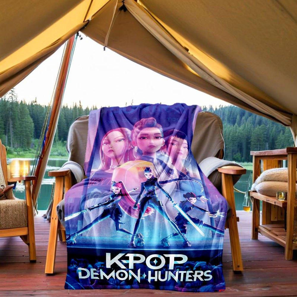 KPOP Demon Hunters: The Official Poster Print Blanket Lightweight Flannel Throw Blanket for Sofa, Bed, Travel, Camping, Livingroom, Office, 130x150cm