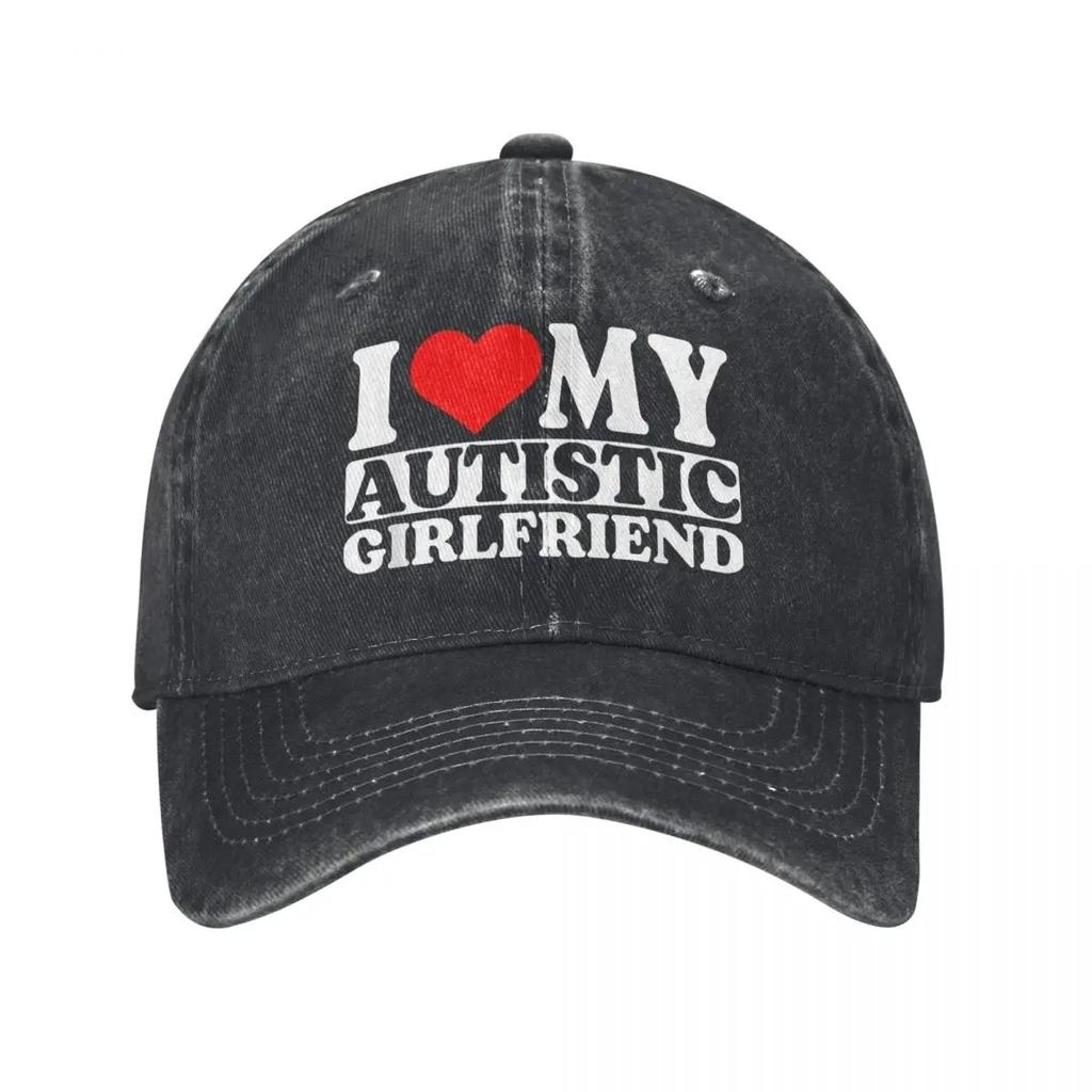 Vintage I Love My Girlfriend Baseball Caps for Unisex Women Distressed Washed Sun Cap Outdoor Running Golf Caps Hat