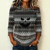 Women's Casual Raglan Sleeve Crew Neck Three Quarter Sleeve Halloween Graphic T Shirt Top for Everyday Wear