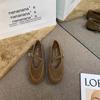 2025 Spring and Summer New French Flat-soled Retro Single Shoes Comfortable and Versatile One-word Belt Mary Jane Shoes Square Head Shoes