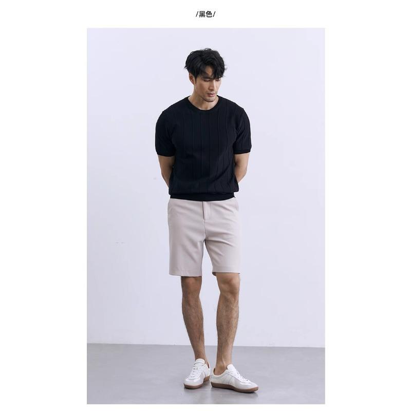 Men S Short Sleeve T Shirt Slim Fit Ice Silk Summer Business Inner Wear
