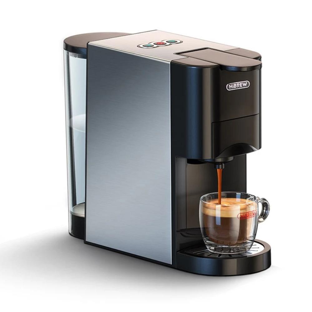 HiBREW H3A Kapsel-Kaffeemaschine 5 in 1 Kaffeemaschine, 19 bar Druck, Kalt-/Heißmodus, 800 ml Wassertank, Trockengehschutz