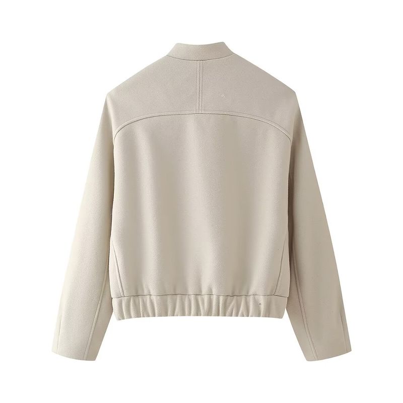 Zab Autumn New Women's Clothing Fashion Style French Style Design Stickers Pocket Decoration Short Pilot Jacket Outwear