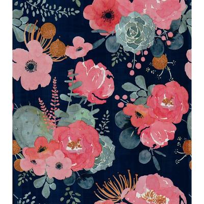 Flower Peel and Stick Modern Floral Wallpaper Pink/Green/Navy Blue/Orange Vinyl Self Adhesive  Contact Paper Bedroom Decorative