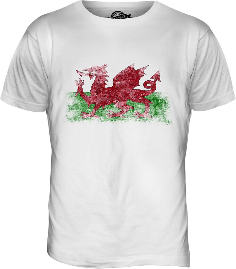 Wales Distressed Flag Mens T Shirt Top T-Shirt