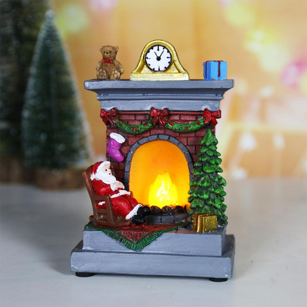 Christmas Glowing Ornaments Santa By Fireplace/Snowman/Santa Claus Christmas Table Lantern Lamp Decoration For Indoor Outdoor