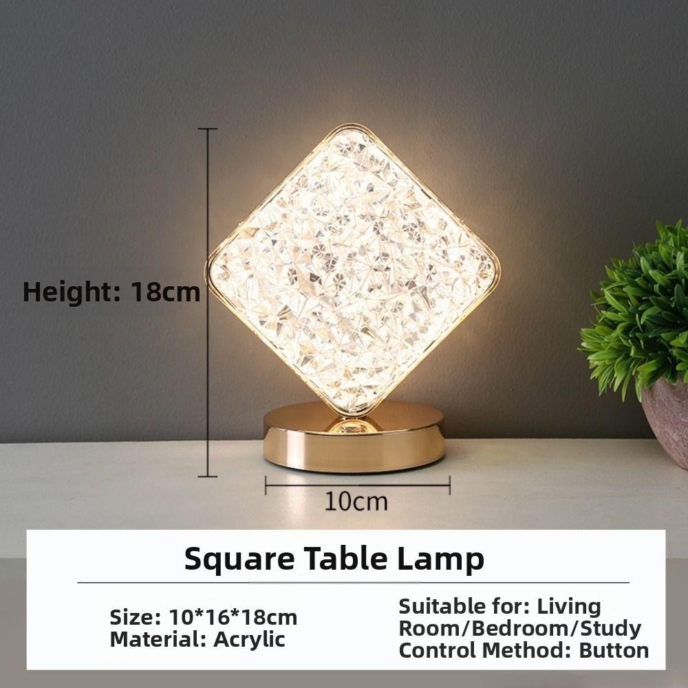USB Rechargeable Crystal Night Light Dimmable Desk Light New Beside Lamp