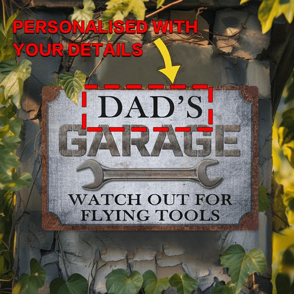 Custom Personalized Dad Garage Metal Sign Aluminum Workshop Wall Decor Tool Room Plaque