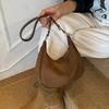 Faux Suede Solid Color Large Capacity Hobos Shoulder Bags for Women High Quality Versatile Undearm Ruched Handle Bags