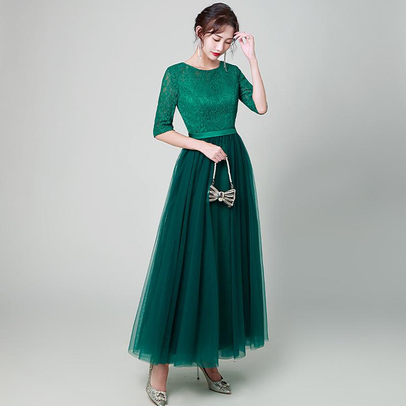 

Evening dress green Japanese and Korean thin long simple atmospheric wedding dress XS зелёный