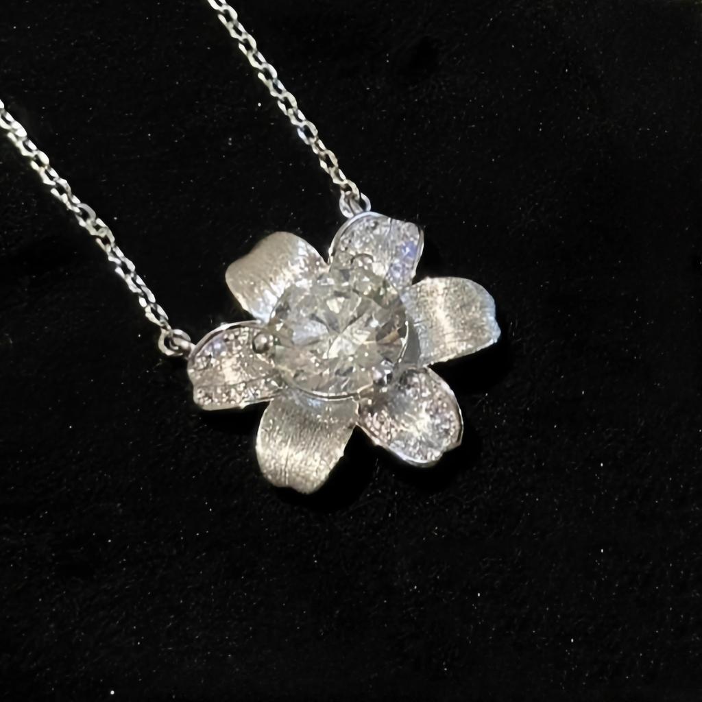 French Retro Brushed Sunflower Diamond Pendant Necklace Fashionable Light Luxury Real Gold Electroplated Full Diamond Flower Stud Earrings Women