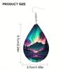 Colorful Aurora & Ocean Sunrise Pattern PU Faux Leather Earrings Women's Fashion Water Drop Dangle Earrings
