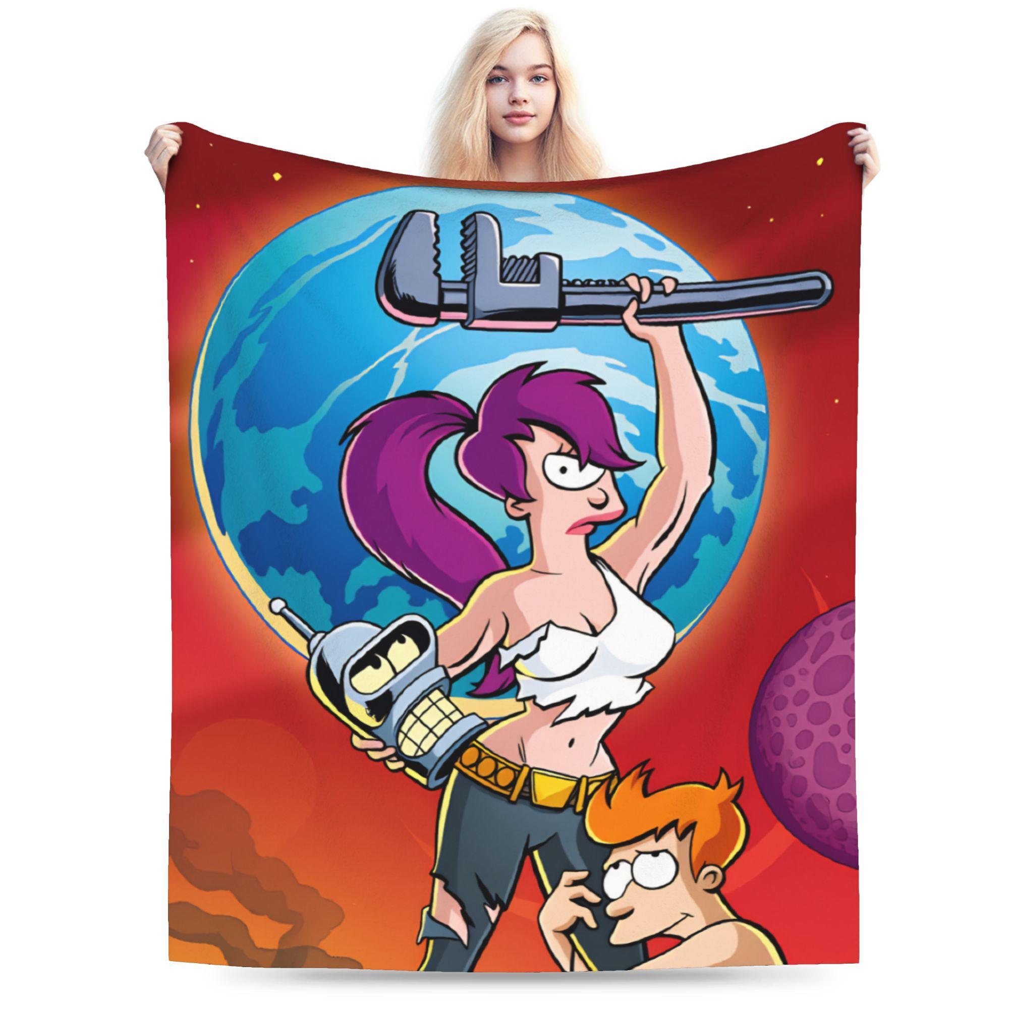 

Мультяшное комиксное одеяло Futurama, теплое, мягкое, для детей, плюшевое постельное белье, пледы, уличный тренд, домашний декор, фланелевое покрывало, чехол на диван-кровать 30x40in
