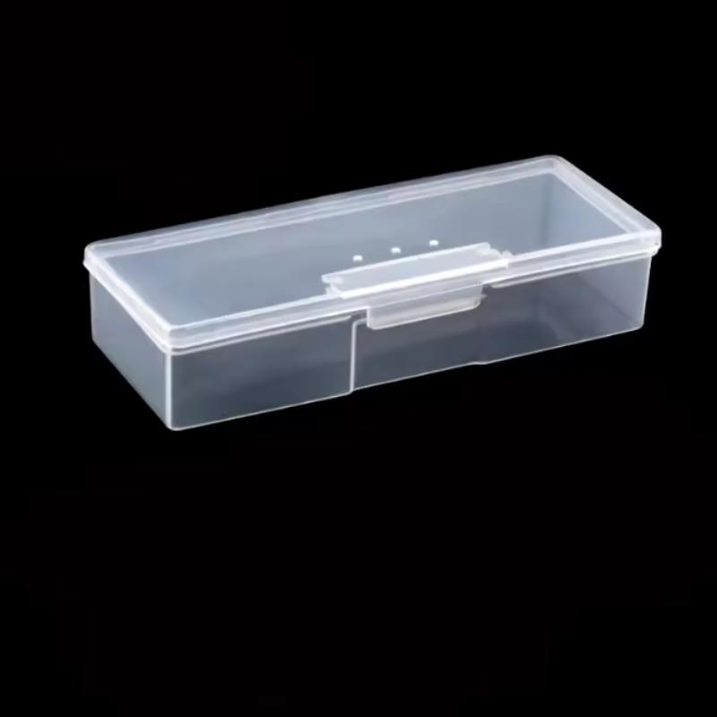 Nail Art Empty Storage Box Leakproof Transparent Rectangle Plastic Case for Nail Rhinestones Small Manicure Decorations