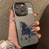 Running Horse Pattern Black Laser Case For iPhone 17 16 15 14 13 12 11 Pro Max Plus 17 Air 16E XS X XR Shockproof Tough Cover