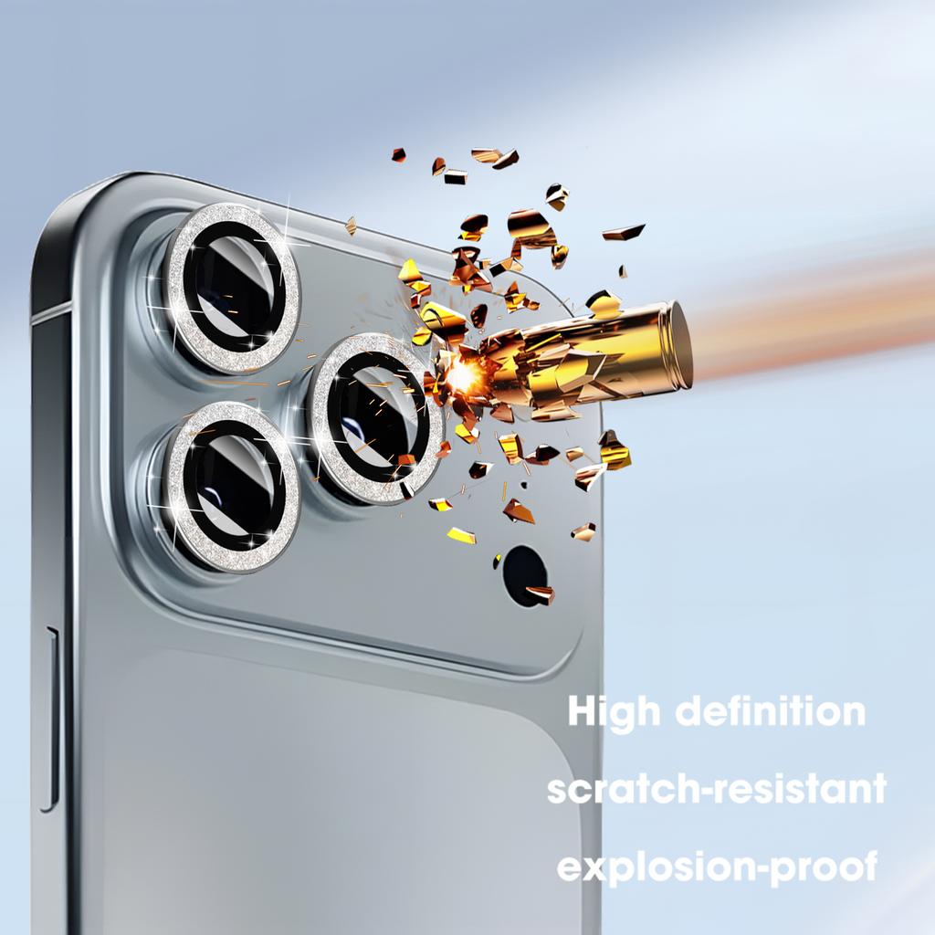 Bling Camera Lens Protector for IPhone 17/17 Air/17 Pro/17 ProMax Aluminum Alloy Tempered Glass Diamond Lens Cover for IPhone17