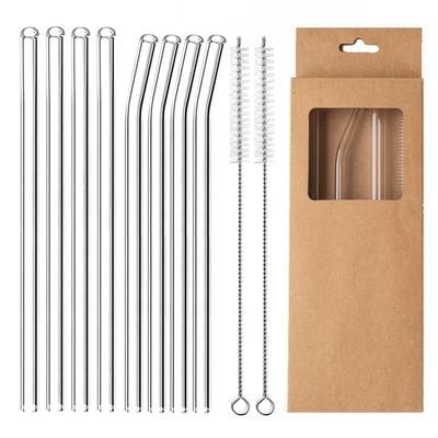 8Pcs Reusable Glass Straws Gift Box Packing Colorful Glass Drinking Straws Eco Friendly Glass Straws for Cocktail Juice Milk