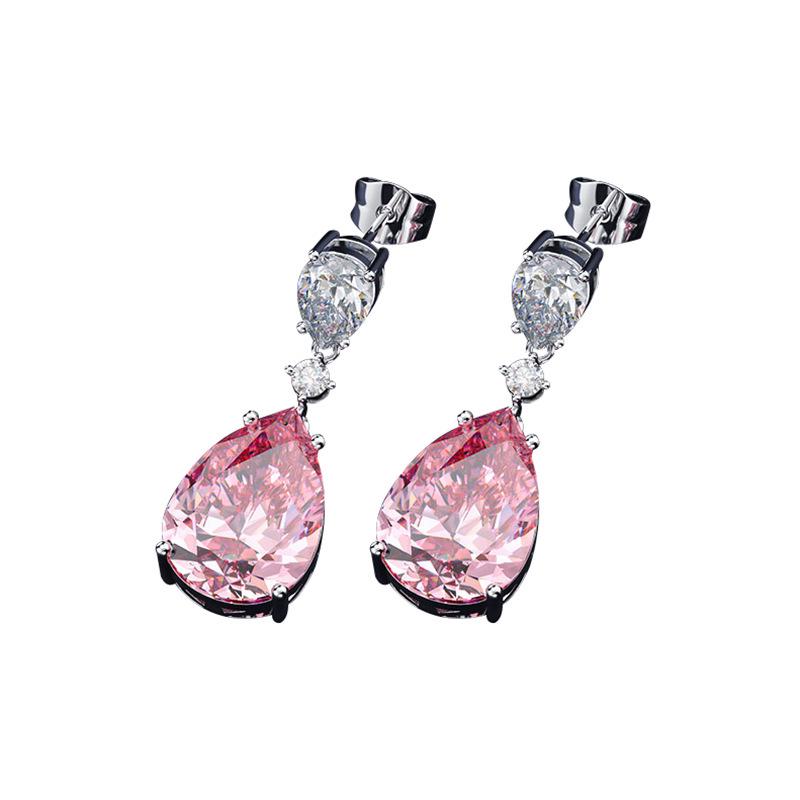 Zircon Teardrop Earrings: Women's Elegant Moissanite Pear-Shaped Studs