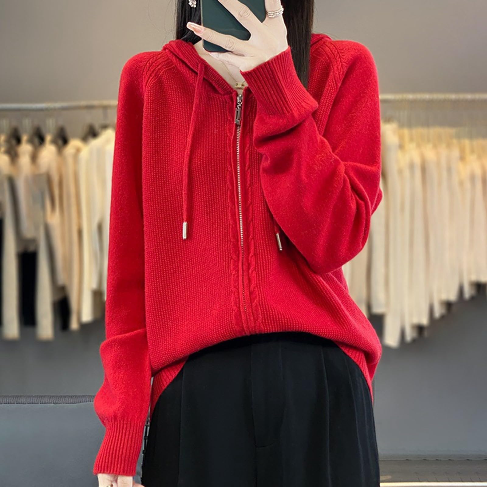 

Женская повседневная футболка с длинным рукавом L красный