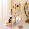 2 Pack Clear Bathroom Organizers 2 Tier Pull Out Multi Purpose Plastic Drawer Storage for Under Sink Kitchen