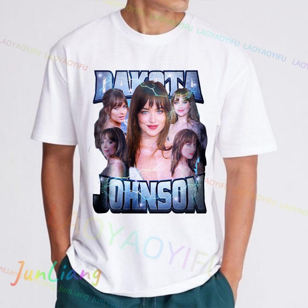Dakota Johnsons Mens Cotton Tshirt Retro 90s Fans Gift Tee Tshirt Y2k Vintage Top Streetwear Aesthetic Clothing Short Sleeve