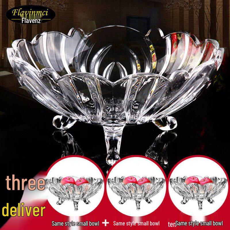 Travessa de Vidro de Cristal para Frutas e Doces Flavinmci