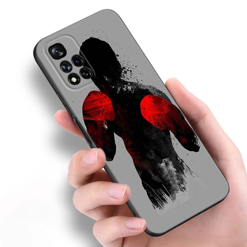 

Strong Boxing Gloves Black Silicone Phone Case For Xiaomi POCO X3 X4 NFC F5 M3 M4 M6 X5 X6 Pro F3 F4 GT 5G C55 C65 M5 POCO X4 Pro 5G