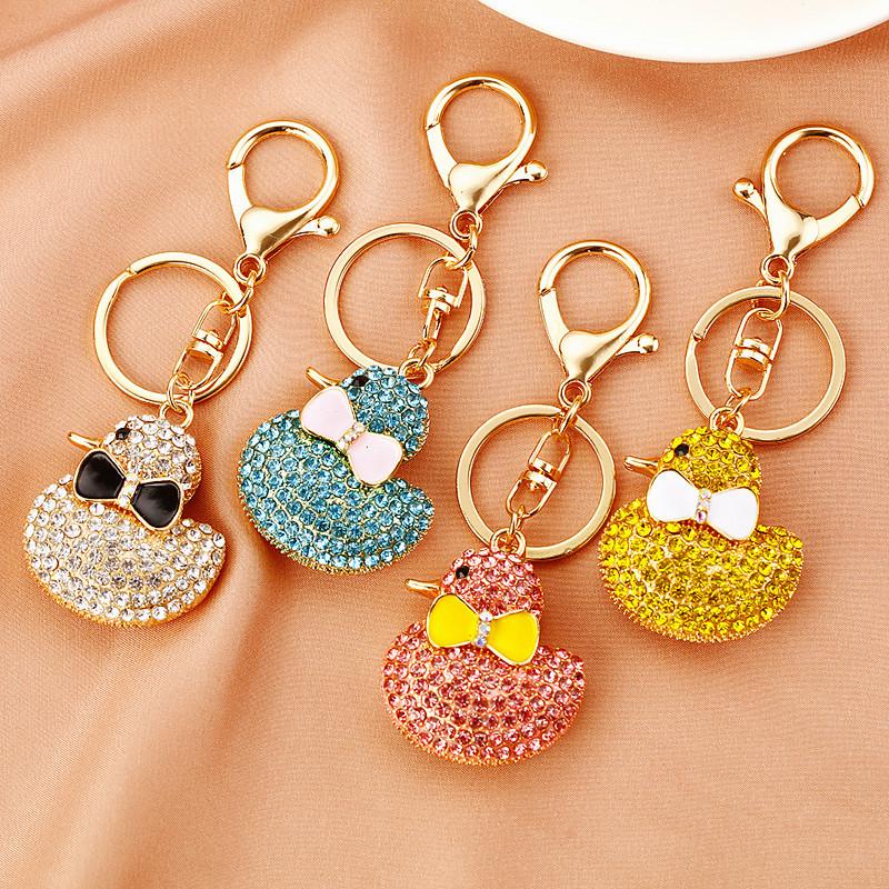 Charming Full Diamond Yellow Duck Keychain Cute Gift For Birthdays And Celebrations