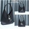 2024 Large Capacity Hobo Lychee Pattern Cowhide Handbag with Lockable Basket Bag