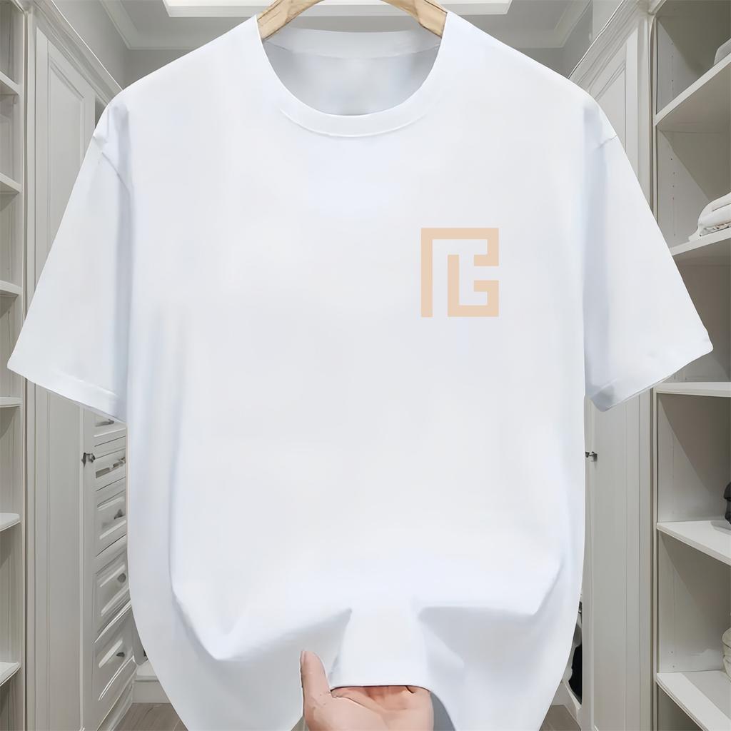 Cotton Fashion Casual Sports Loose Geometric Pattern Print Short Sleeve T-shirt Tops Simple Round Neck Vintage T-shirt Tops