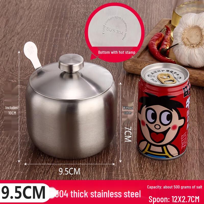 Gewürzglas mit Löffel aus gebürstetem Edelstahl, 10er-Pack