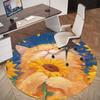 1PC Cat Sunflower Fantasy Round Chair Mat Area Rug - Non-Slip, Floor Mat for Office, Bedroom, Home Decor Christmas Gift C0528043