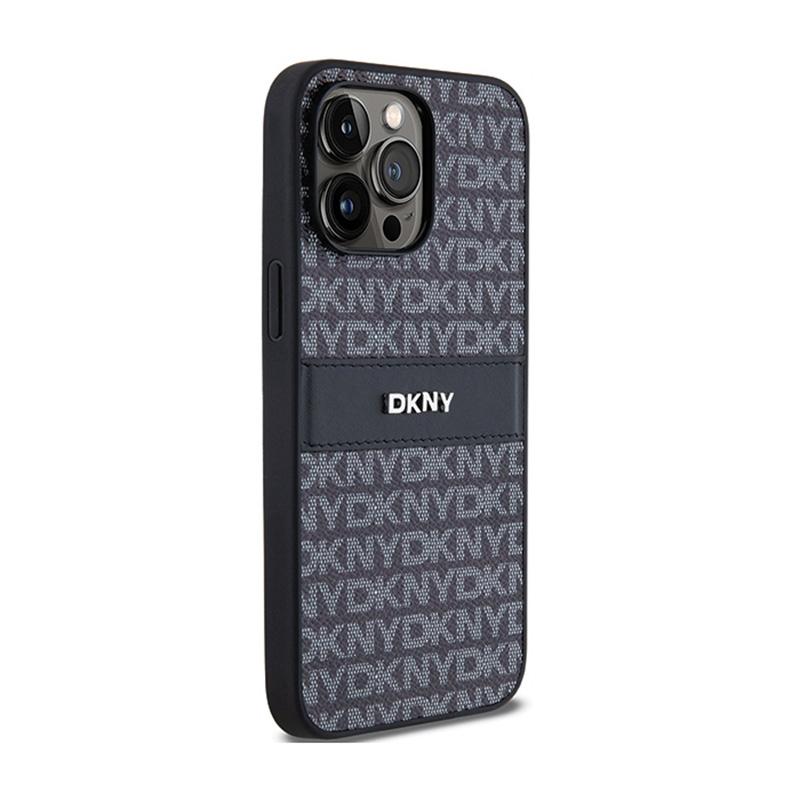 Dkny Leather Mono Stripe & Metal Logo - Etui Iphone 14 Pro (Czarny)