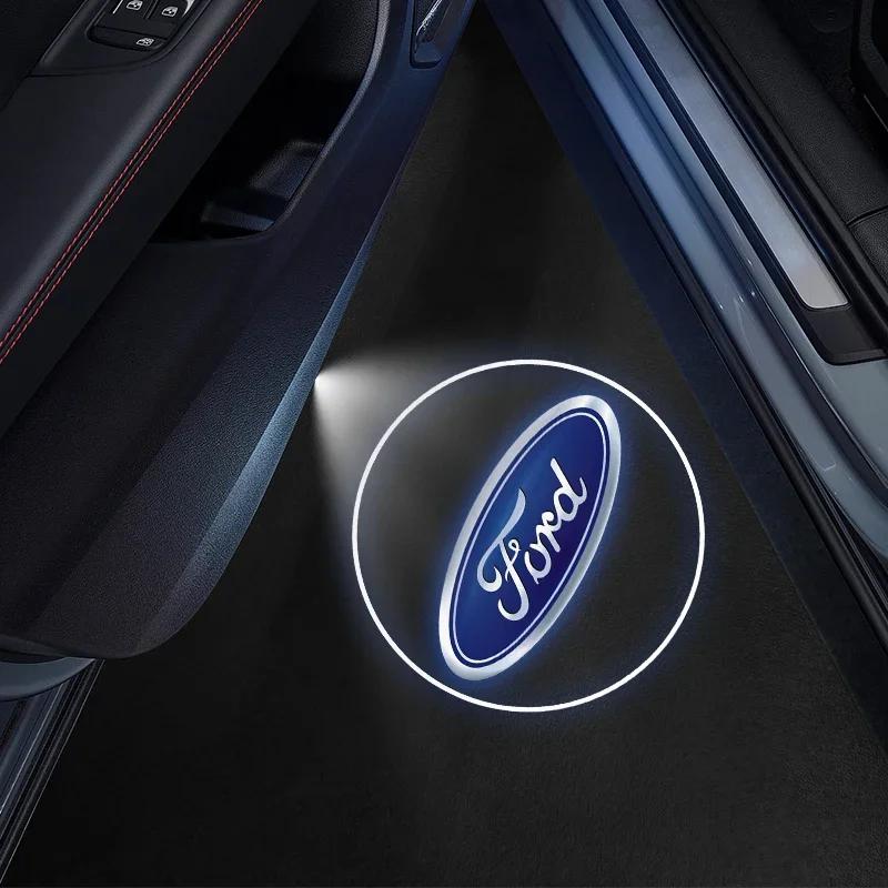

New 2026 Car Sticker 2025 Hot 1/2PCS Led Car Door Welcome Laser Projector Logo Night Light Wireless For Ford focus Fiesta EcoSpo