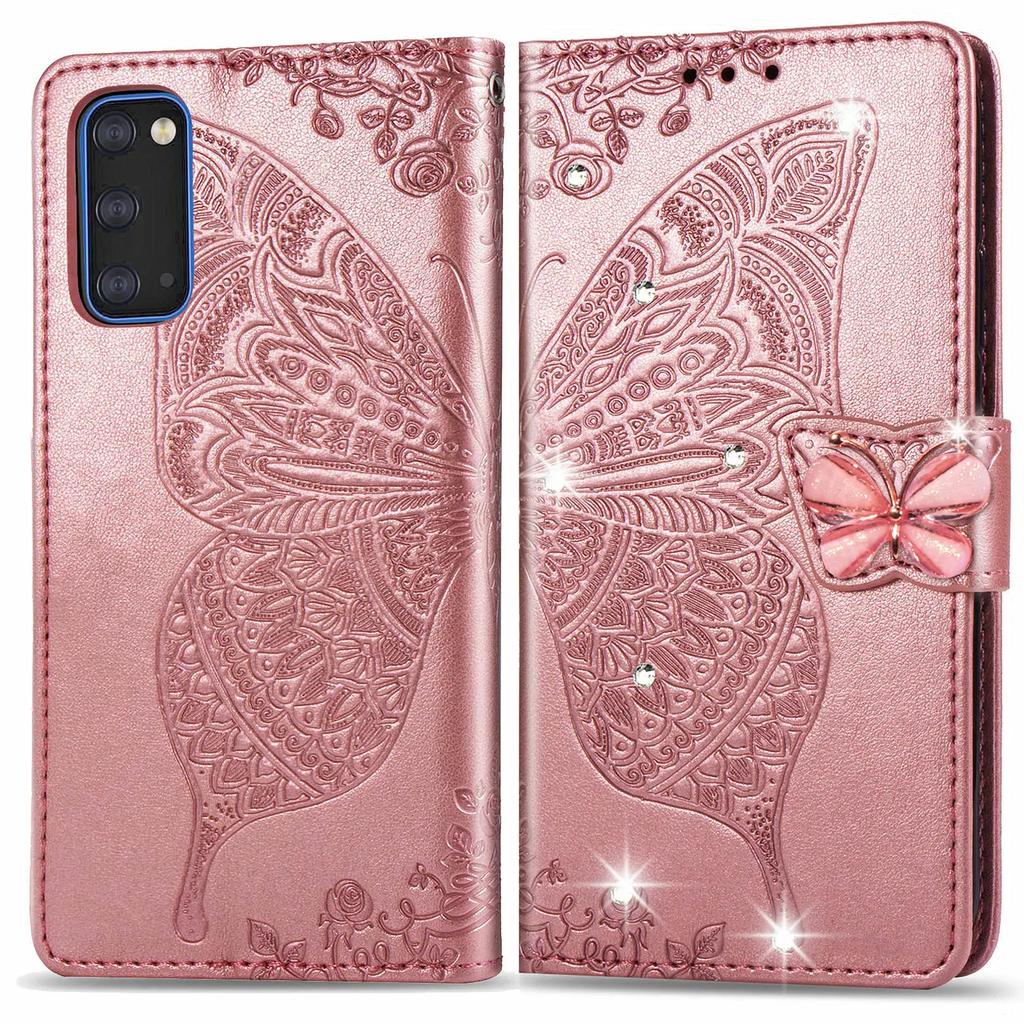 Bling Butterfly Leather Flip Cover For Samsung Galaxy S25 Ultra S24 Plus S23 FE A55 A35 A36 A56 A26 A06 A16 Wallet Glitter Case