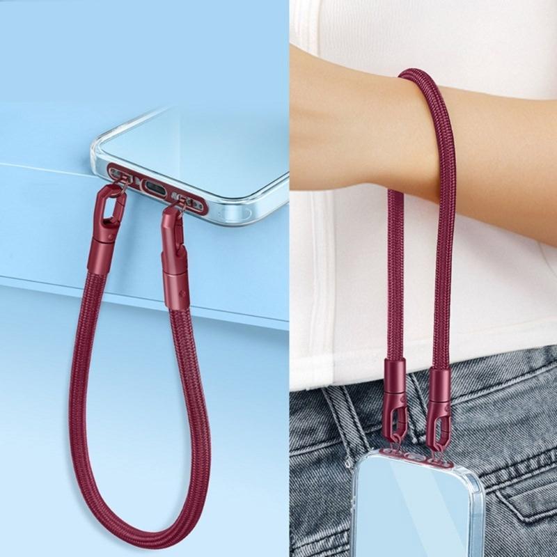 Not Loss Double Hook Phone Lanyard Side Mount Pad Metal Lanyard Clip with Two Rings Corrosion Resistant Clip for Phone