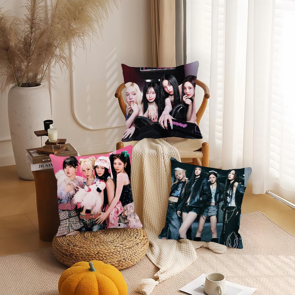 Kpop Style A-Aespa Pillow Case Home Decoration Cushion Cover Suitable For Office Sofa Bedroom Car