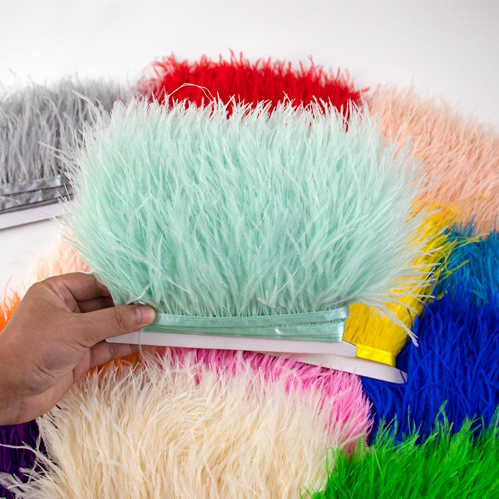Feather8-15cm Purple Ostrich Feathers Trim 10M Fluffy Feather Fringe for Crafts Wedding Party Decoration Ribbon Dress Clothing Sewing