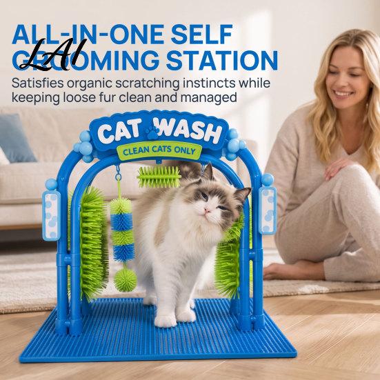 Giocattolo per Animali da Interno Arco per Lavaggio e Toelettatura Gatti Stazione di Toelettatura per Auto Forniture per Auto-Toelettatura Design