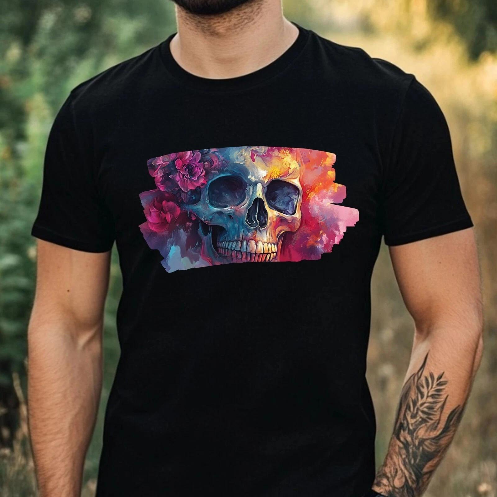 T-Shirt Herren Schädel Portrait Motiv Baumwolle Größe XS bis 5XL XXXXL