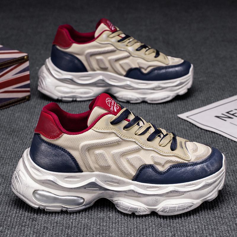 Trendy low top casual breathable board shoes autumn new item thick sole 2026 men s shoes Korean version versatile white shoes 39 бежевый